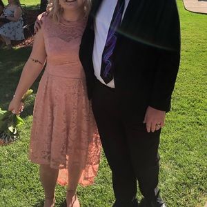 Pink lace high low dress